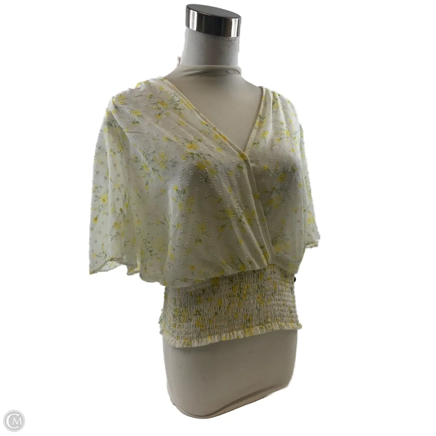 Top Short Sleeve By Clothes Mentor In White & Yellow, Size: L