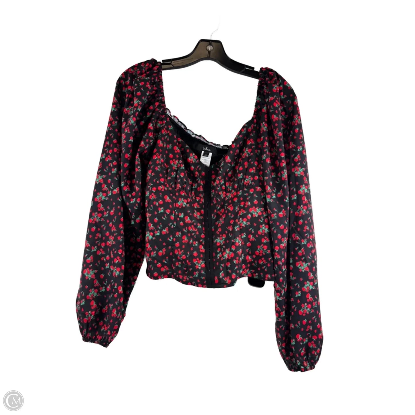 Top Short Sleeve By Lulus In Black & Red, Size: L