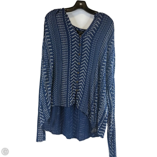 Top Long Sleeve By Lucky Brand In Blue & White, Size: Xl