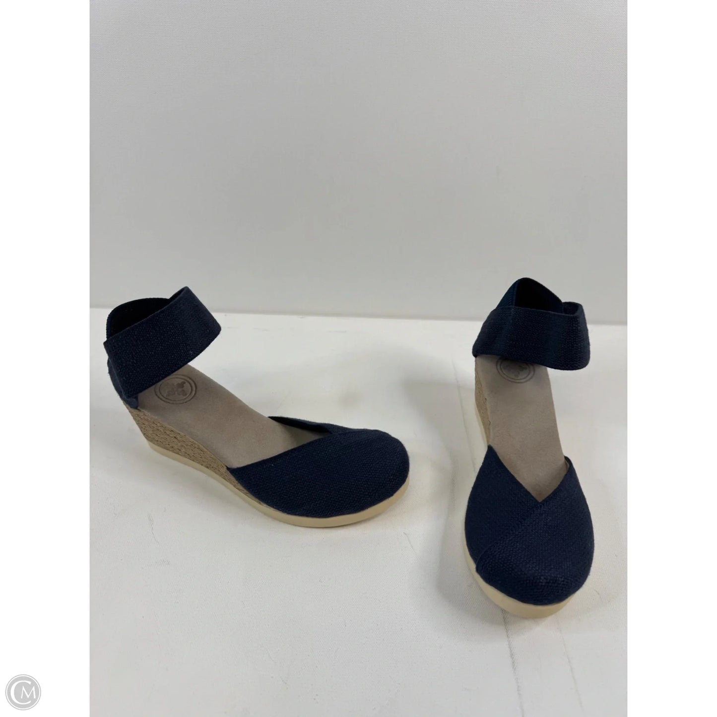 Shoes Heels Wedge By Clothes Mentor In Blue & Tan, Size: 7