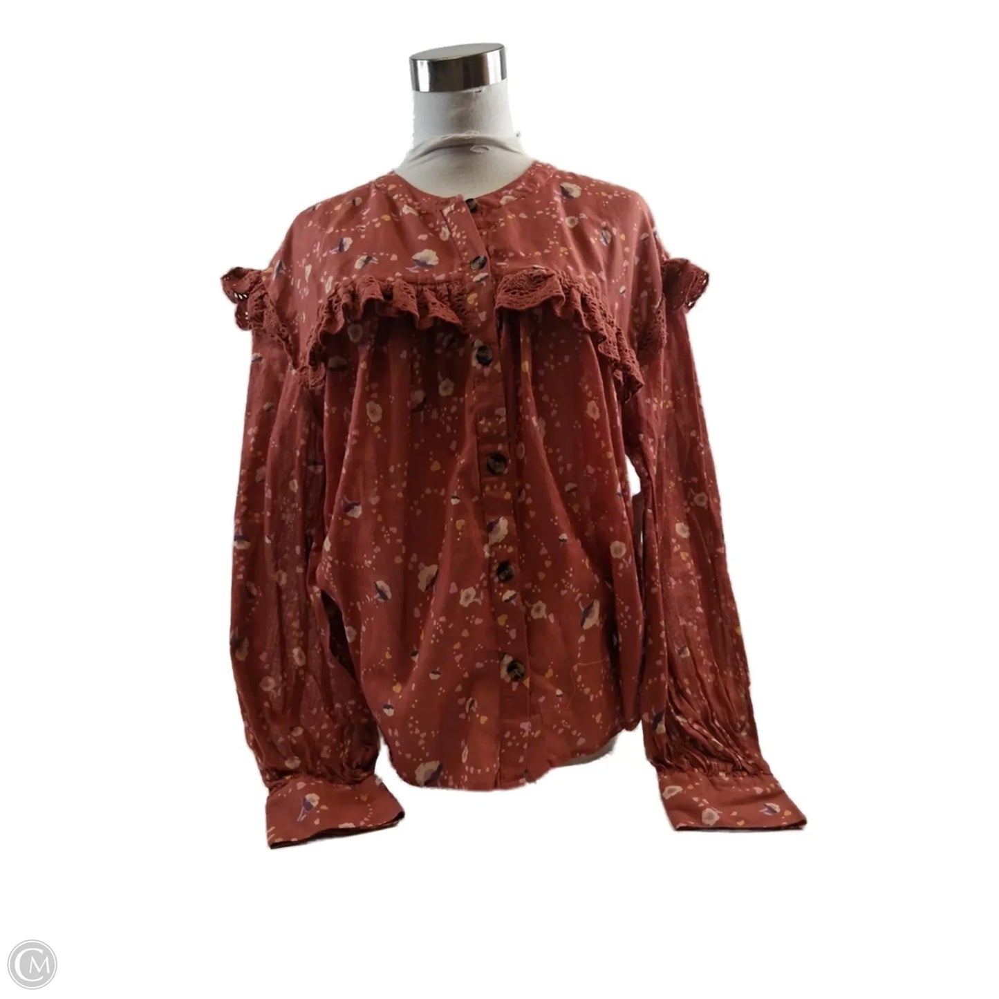 Top Long Sleeve By Free People In Orange & Yellow, Size: L