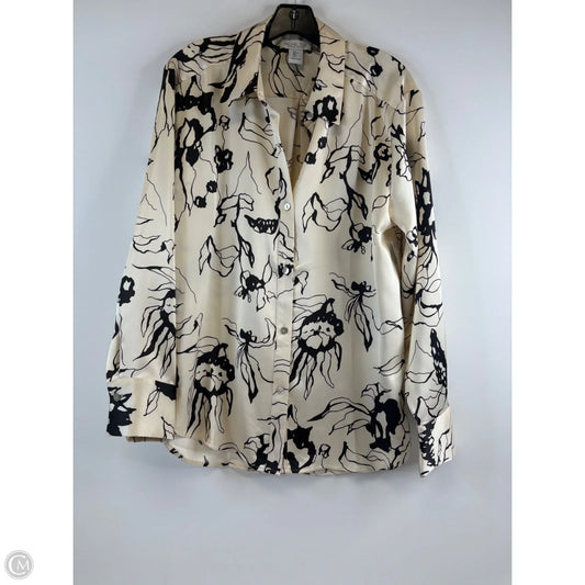 Top Long Sleeve Basic By Rachel Zoe In Black & Cream, Size: L