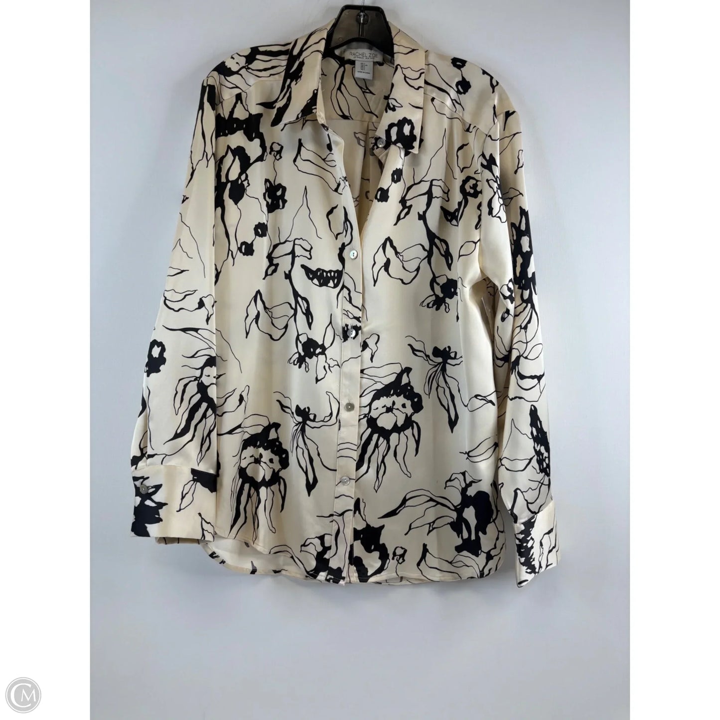 Top Long Sleeve Basic By Rachel Zoe In Black & Cream, Size: L