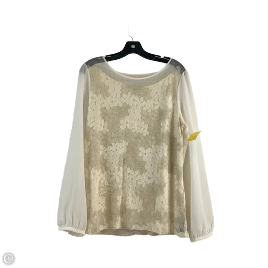 Top Long Sleeve By Ann Taylor In Ivory, Size: L