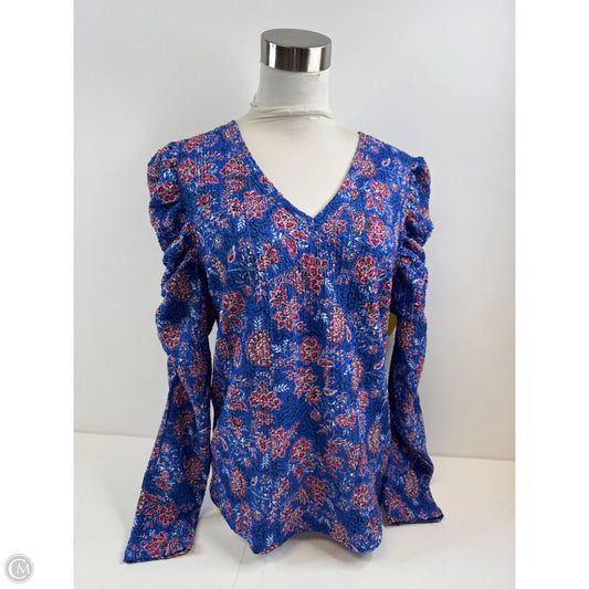 Top Long Sleeve By Loft In Blue & Red, Size: M
