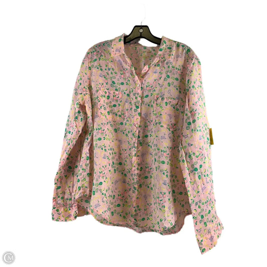 Top Long Sleeve Designer By Lilly Pulitzer In Green & Pink, Size: Xl