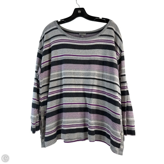 Top Long Sleeve Basic By Talbots In Grey & Purple, Size: 1x