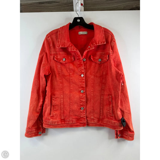 Jacket Denim By Clothes Mentor In Orange, Size: Xl