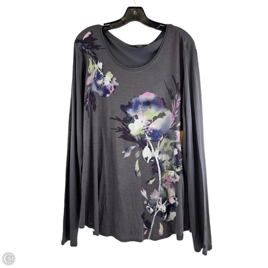 Top Long Sleeve By Simply Vera In Grey & Pink, Size: Xl