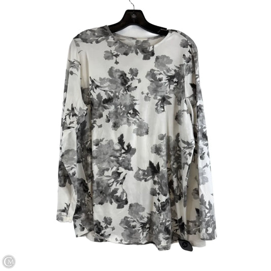 Top Long Sleeve Basic By Pure Jill In Grey & White, Size: Xl
