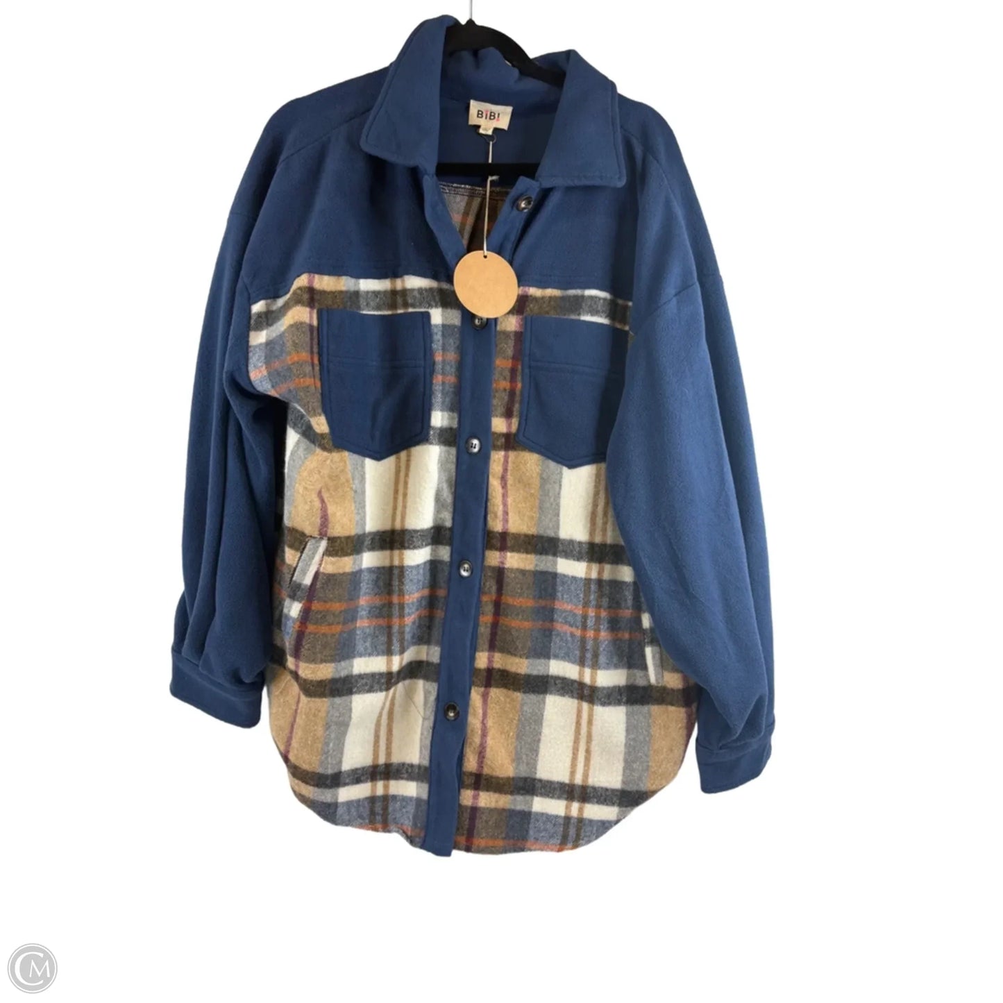 Jacket Shirt By Bibi In Blue & Brown, Size: M
