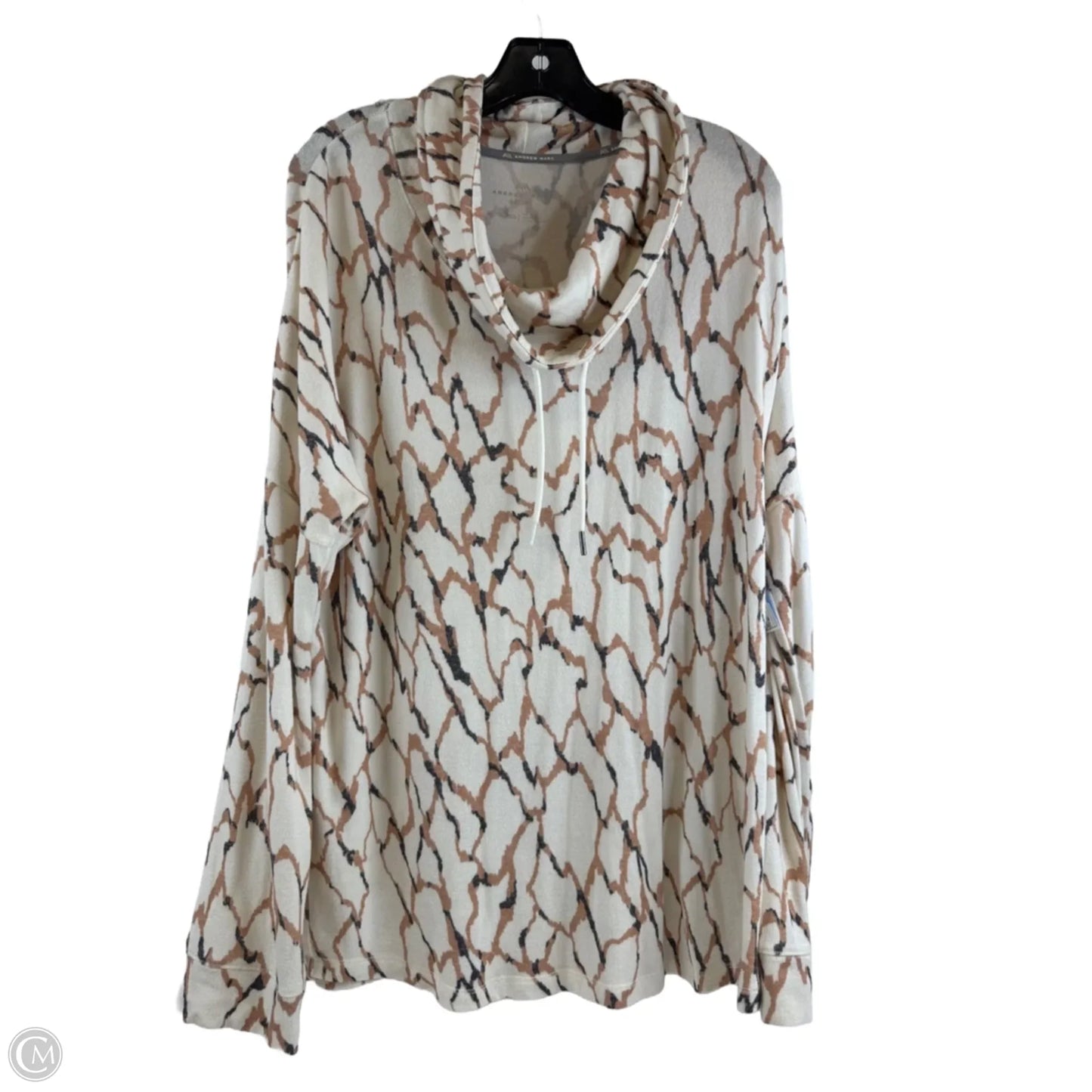 Top Long Sleeve By Andrew Marc In Cream & Tan, Size: Xl