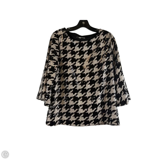 Top 3/4 Sleeve By Chicos In Black & Cream, Size: M