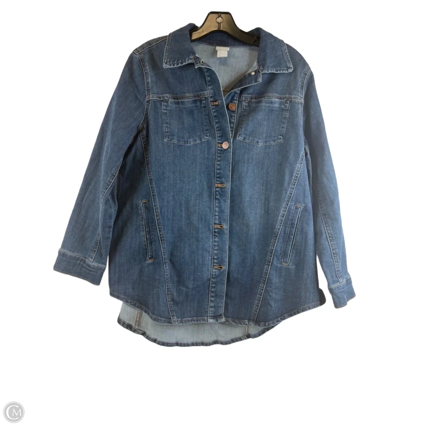 Jacket Denim By Chicos In Blue Denim, Size: Mp