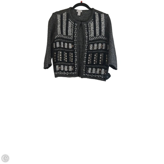 Sweater Cardigan By Chicos In Black & Grey, Size: S