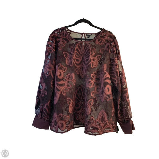 Top Long Sleeve By Torrid In Maroon, Size: 1x