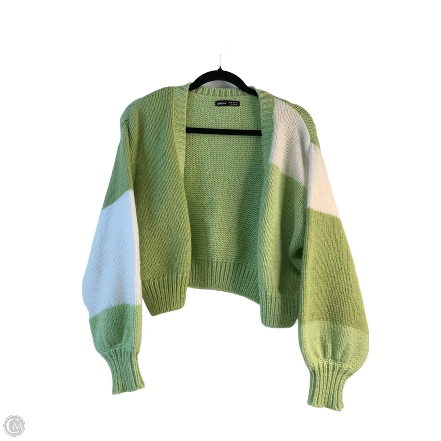 Sweater Cardigan By Shein In Green & White, Size: Xs