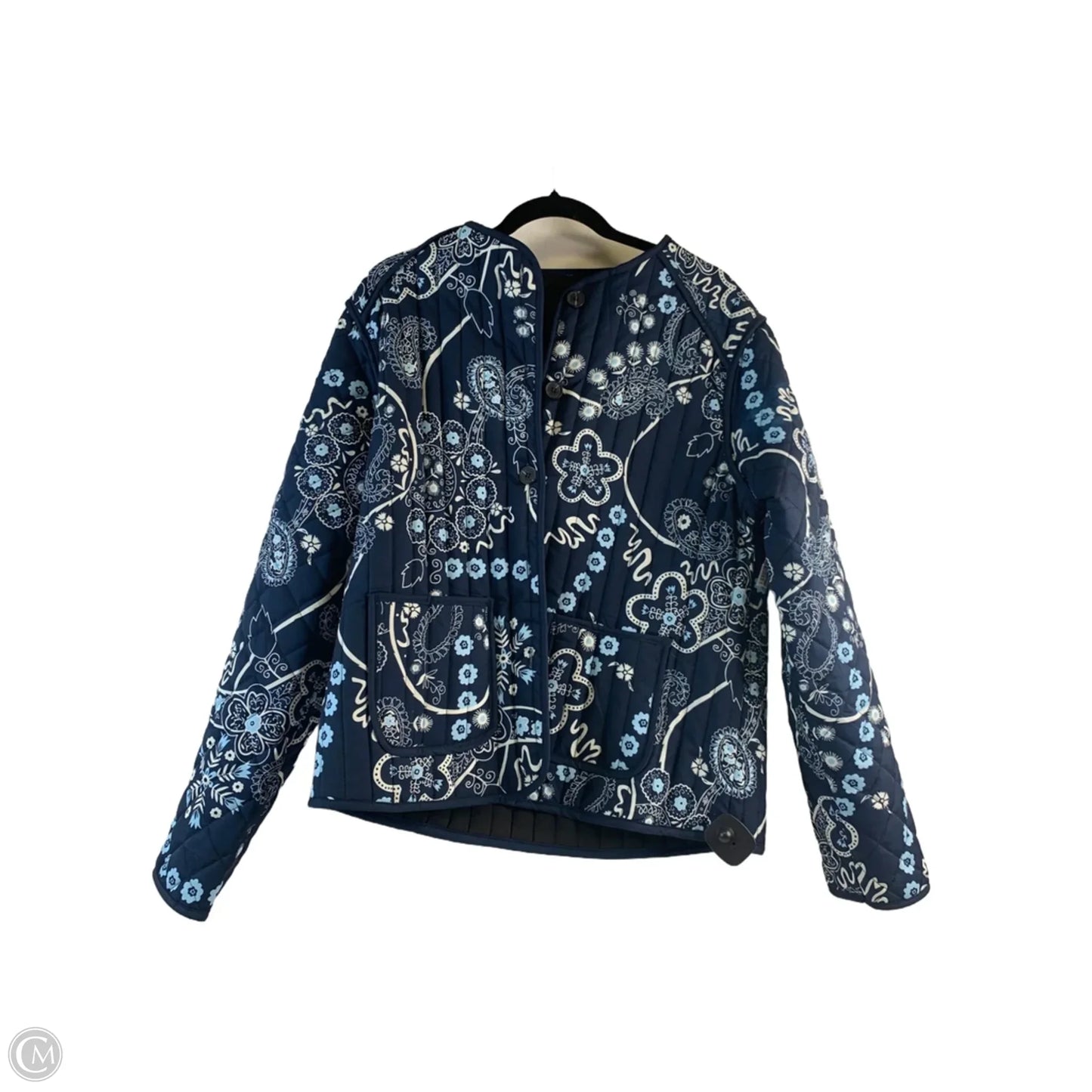 Jacket Puffer & Quilted By Cmf In Blue & White, Size: L