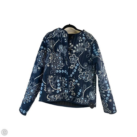 Jacket Puffer & Quilted By Cmf In Blue & White, Size: L