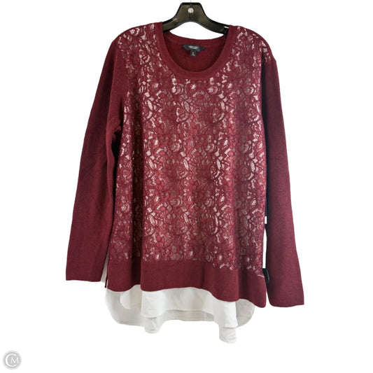 Top Long Sleeve By Simply Vera In Maroon, Size: Xl