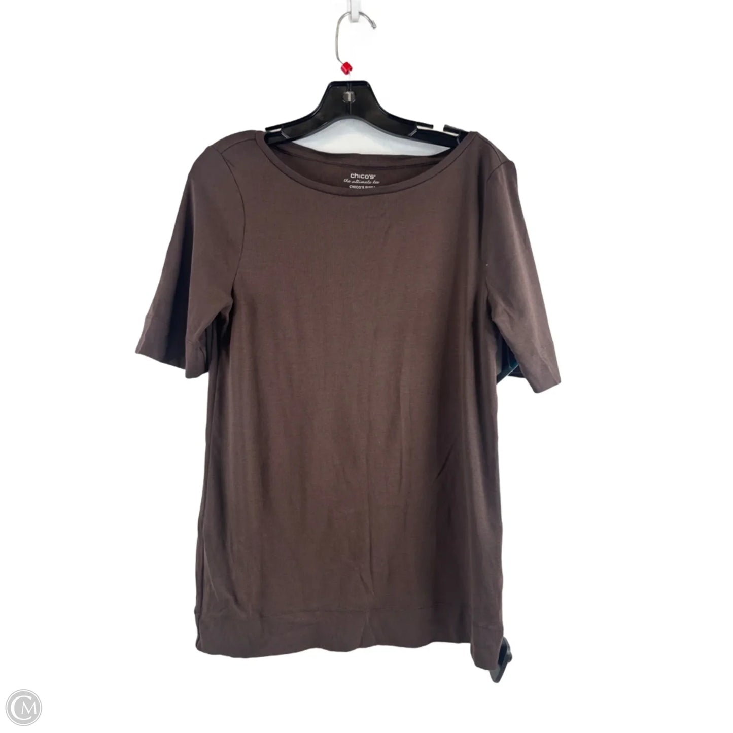 Top Short Sleeve Basic By Chicos In Brown, Size: M