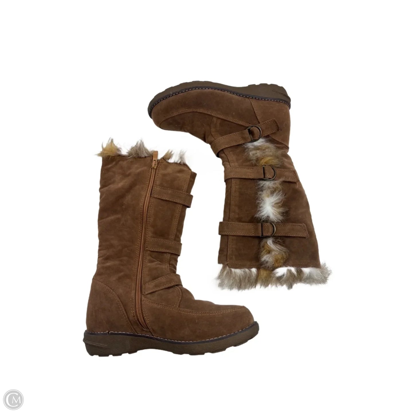 Boots Mid-calf Flats By Clothes Mentor In Brown, Size: 9