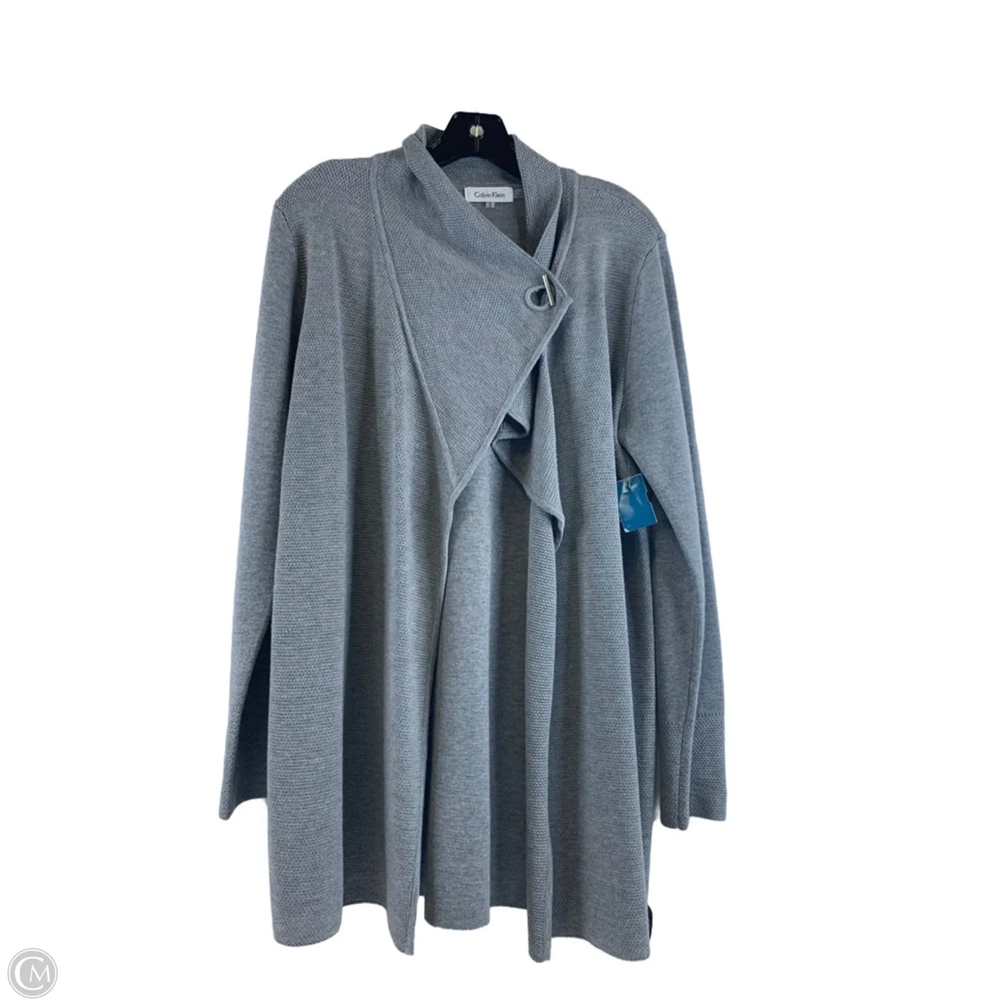 Sweater Cardigan By Calvin Klein In Grey, Size: M