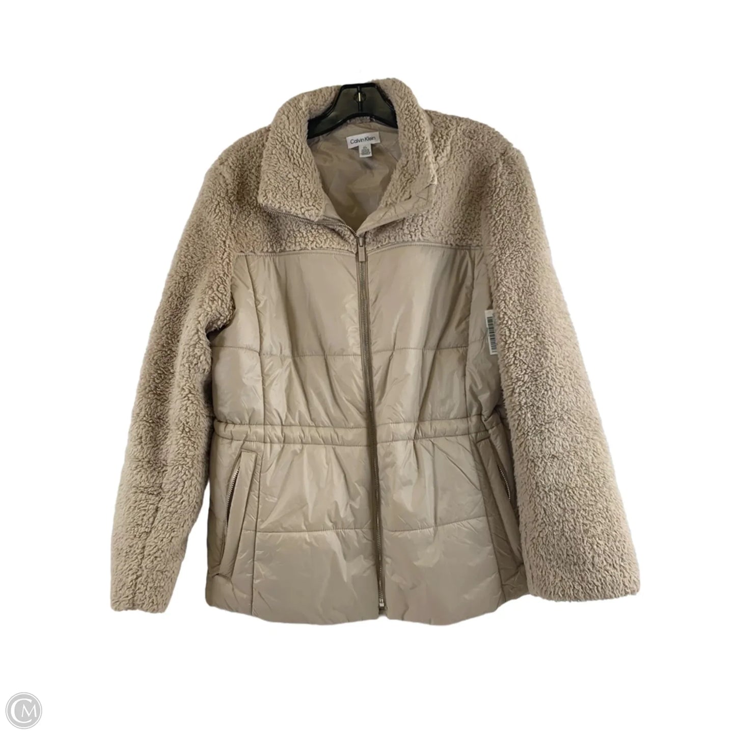 Jacket Puffer & Quilted By Calvin Klein In Beige, Size: L