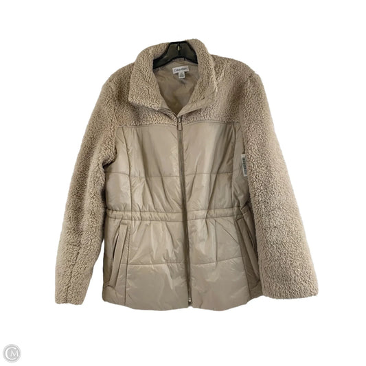 Jacket Puffer & Quilted By Calvin Klein In Beige, Size: L