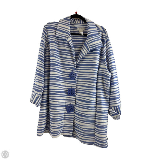 Blazer By Clothes Mentor In Blue & White, Size: 1x