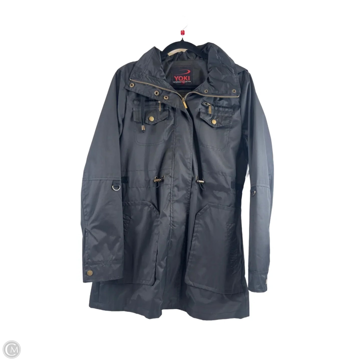 Coat Raincoat By Yoki In Black, Size: L