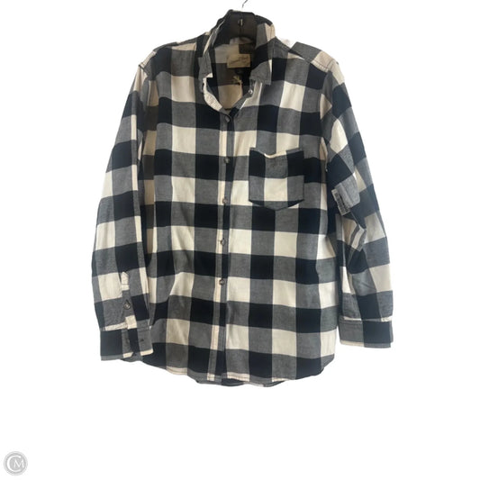 Top Long Sleeve By Universal Thread In Plaid Pattern, Size: M