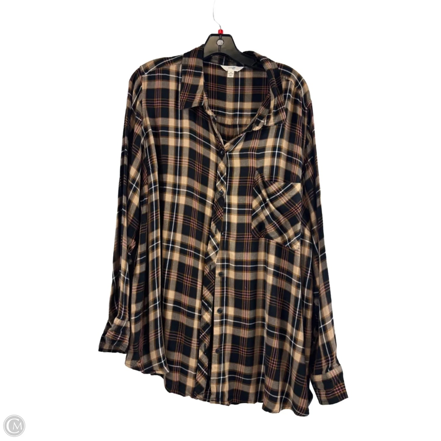 Top Long Sleeve By Terra & Sky In Plaid Pattern, Size: 3x