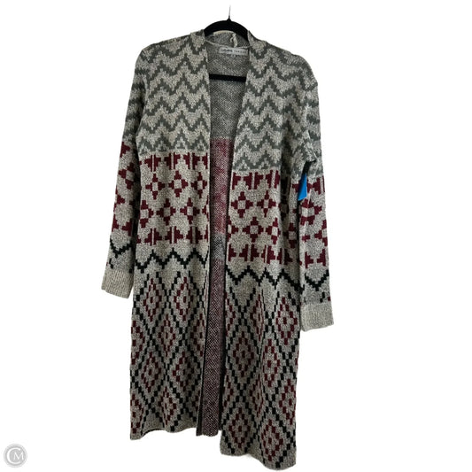 Cardigan By Absolutely Famous In Grey & Red, Size: S