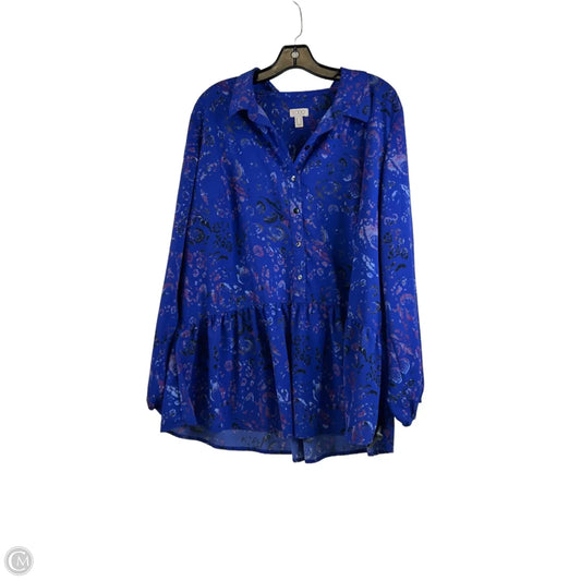 Top Long Sleeve By Logo In Pink & Purple, Size: L