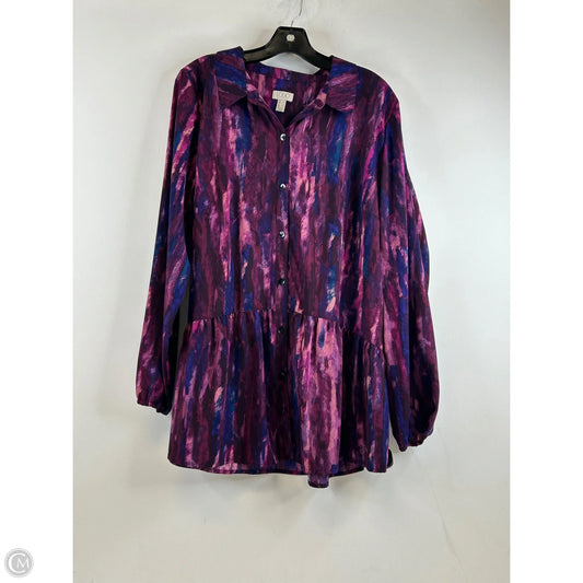 Top Long Sleeve By Logo In Pink & Purple, Size: L