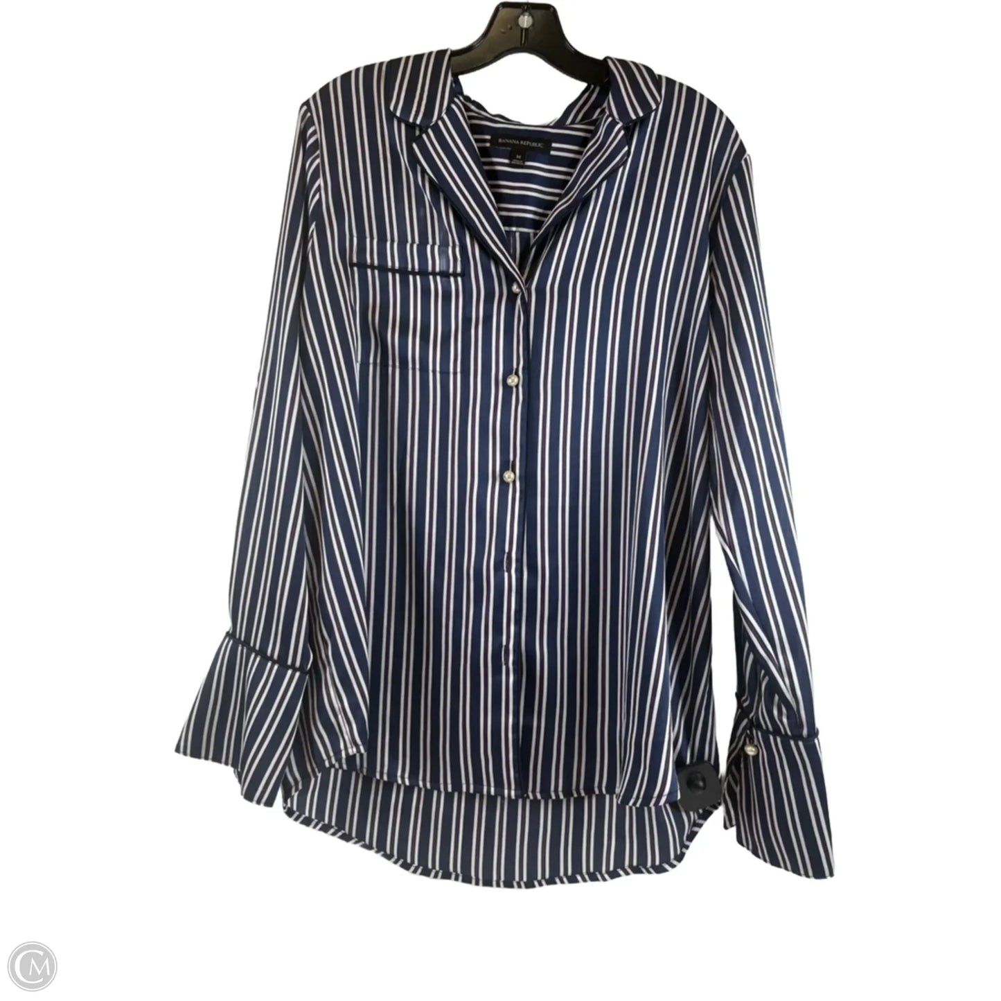 Top Long Sleeve Basic By Banana Republic In Striped Pattern, Size: M