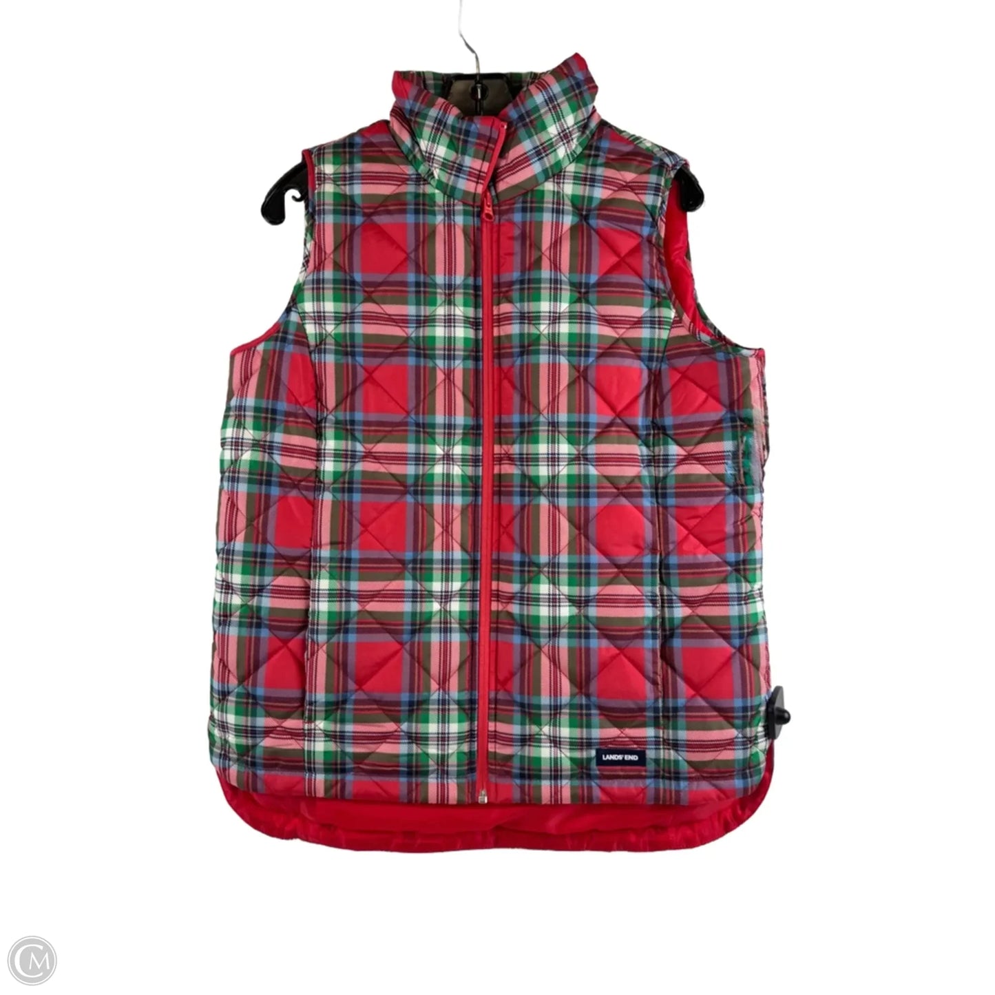 Vest Puffer & Quilted By Lands End In Plaid Pattern, Size: S