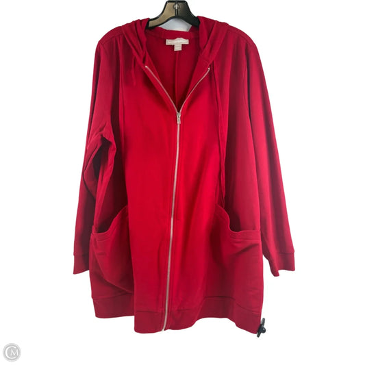 Sweatshirt Hoodie By Woman Within In Red, Size: L
