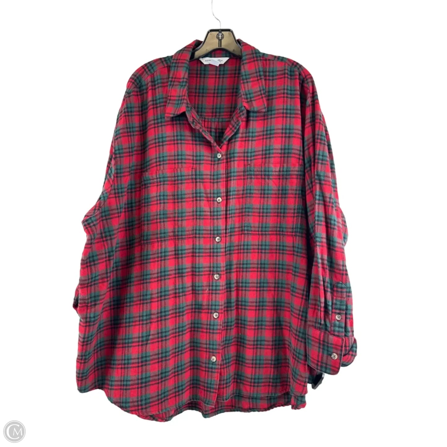 Top Long Sleeve By Old Navy In Plaid Pattern, Size: Xxl