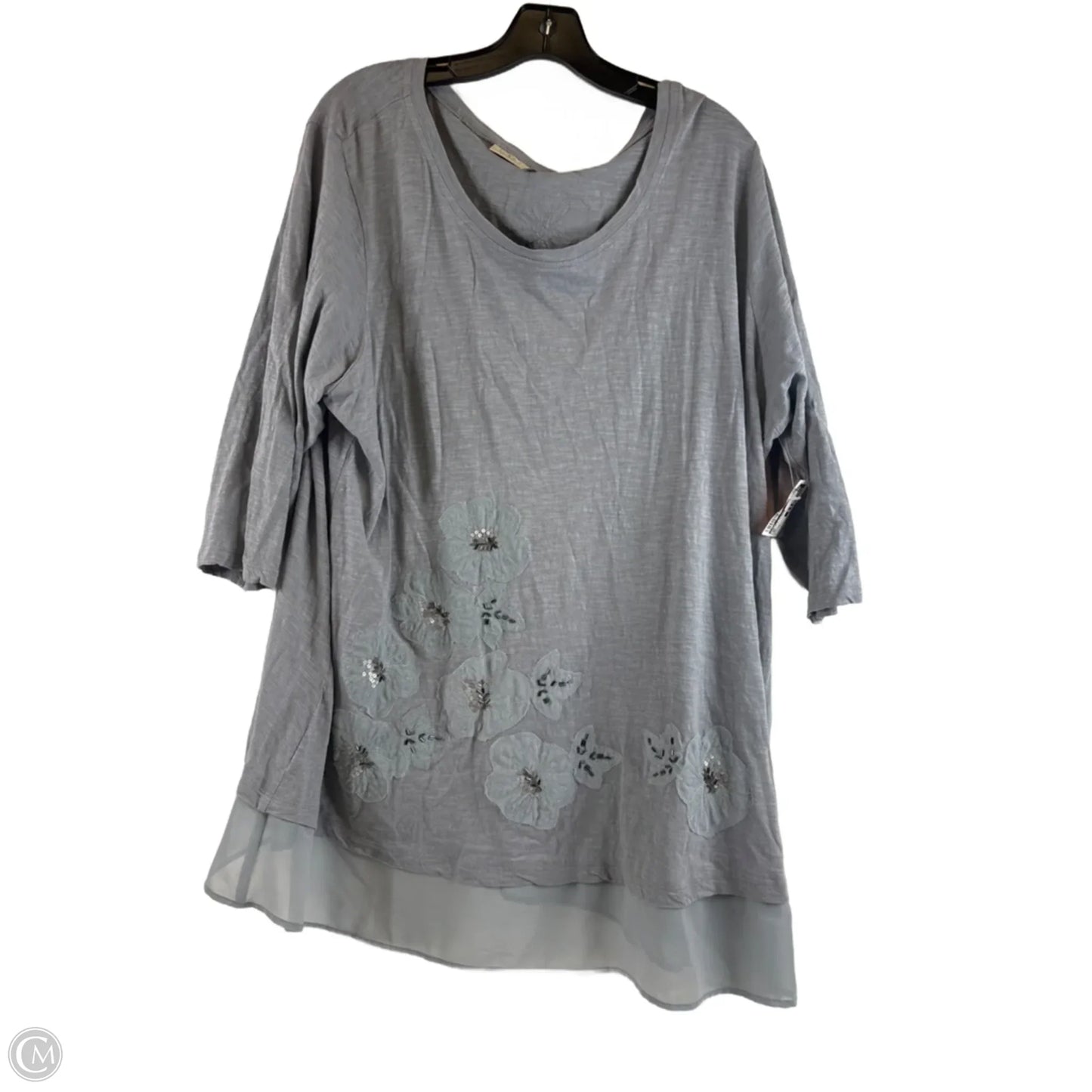 Top 3/4 Sleeve By Logo In Grey, Size: 2x