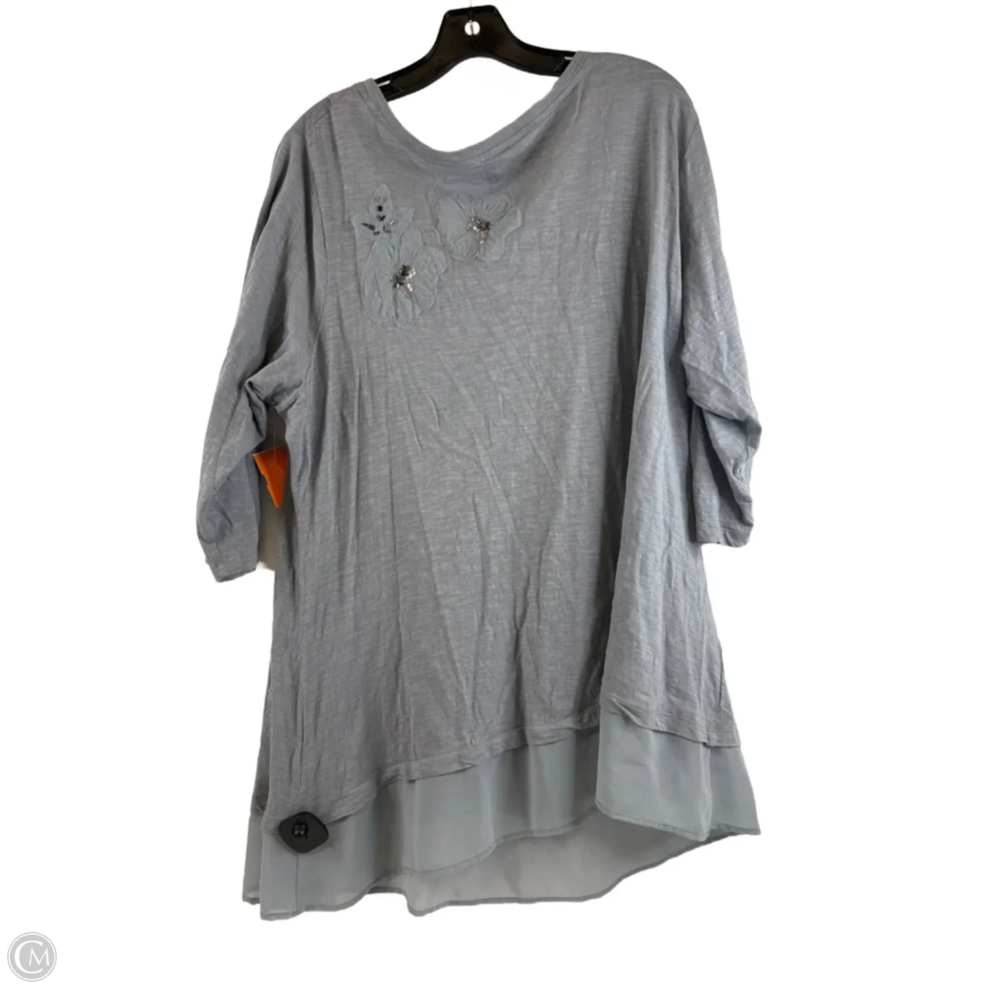 Top 3/4 Sleeve By Logo In Grey, Size: 2x