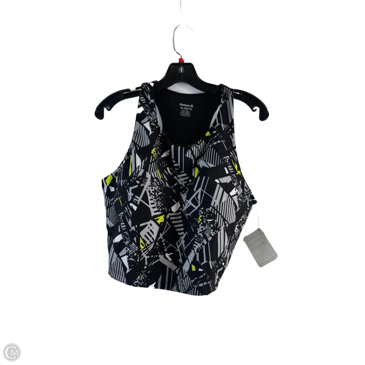 Athletic Bra By Reebok In Black & Grey, Size: Xl