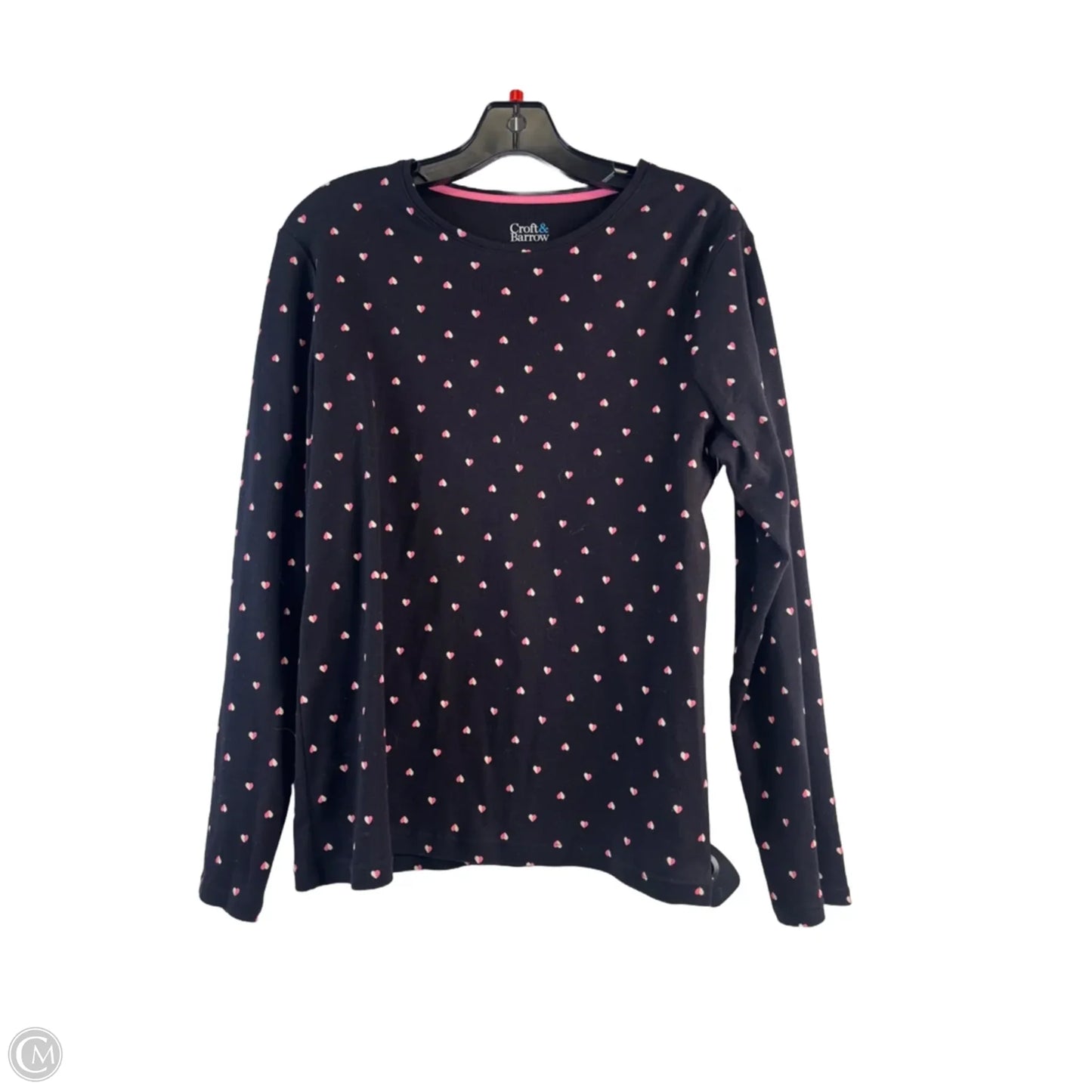 Top Long Sleeve Basic By Croft And Barrow In Black & Pink, Size: M