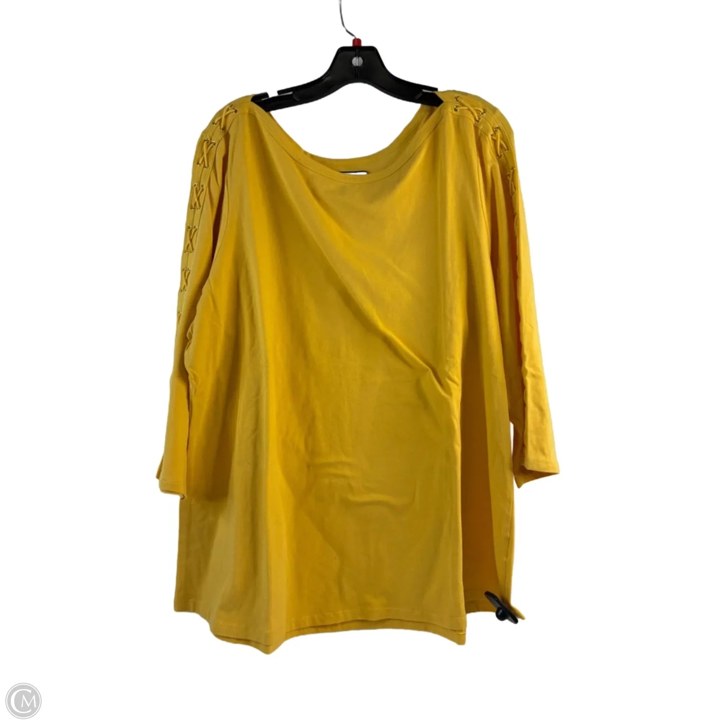 Top 3/4 Sleeve Basic By Charter Club In Yellow, Size: 2x