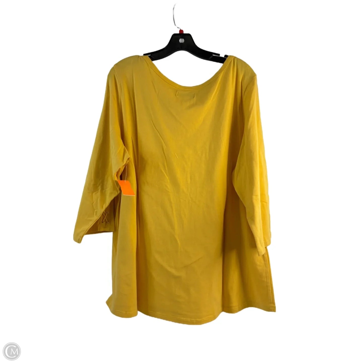 Top 3/4 Sleeve Basic By Charter Club In Yellow, Size: 2x