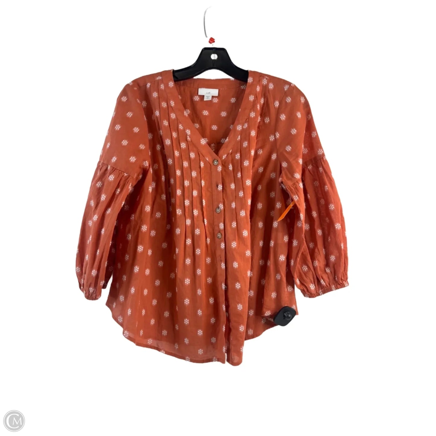 Top 3/4 Sleeve Basic By J. Jill In Orange & White, Size: Xs