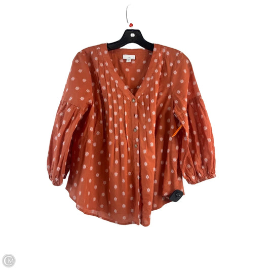 Top 3/4 Sleeve Basic By J. Jill In Orange & White, Size: Xs