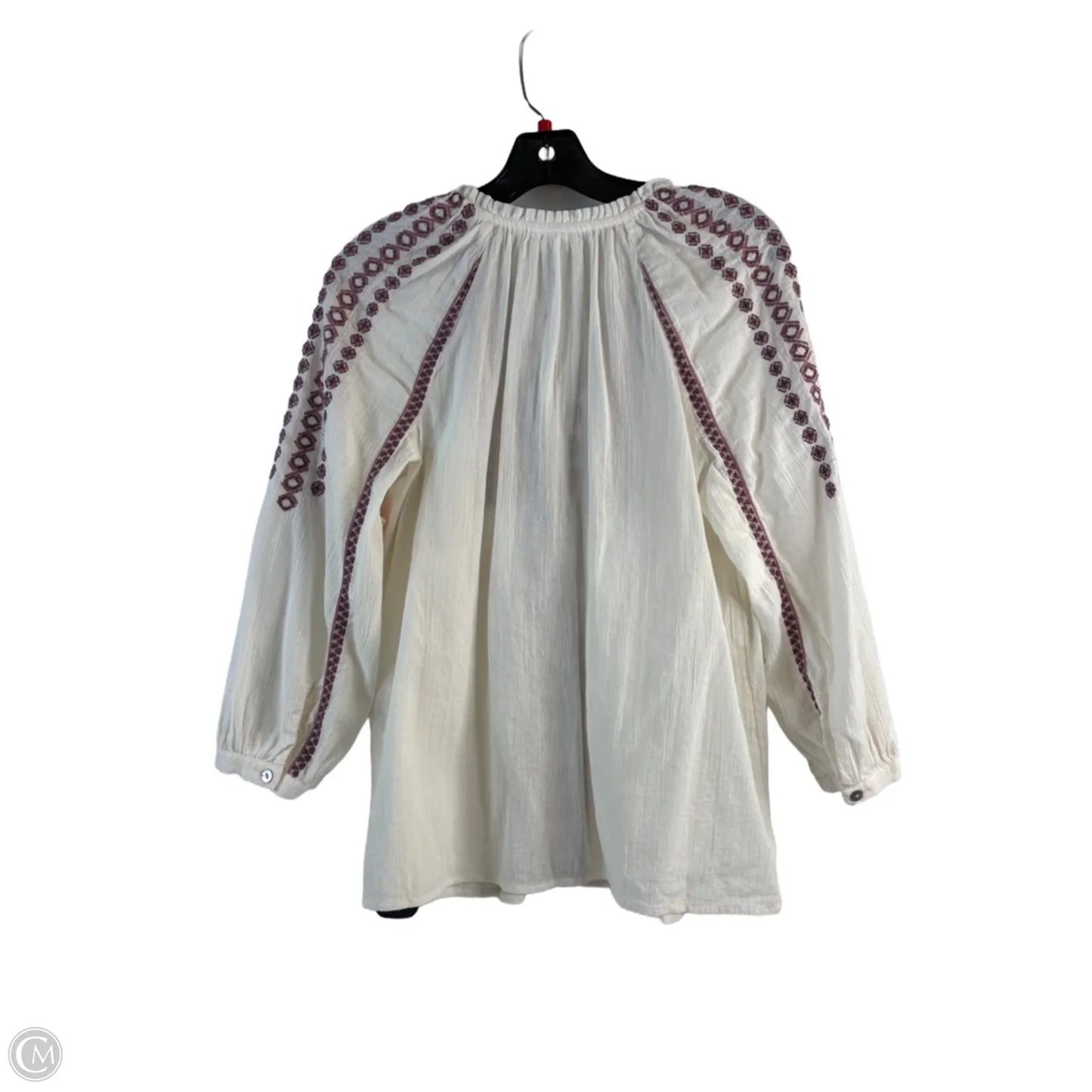Top 3/4 Sleeve By J. Jill In Cream & Purple, Size: Xs