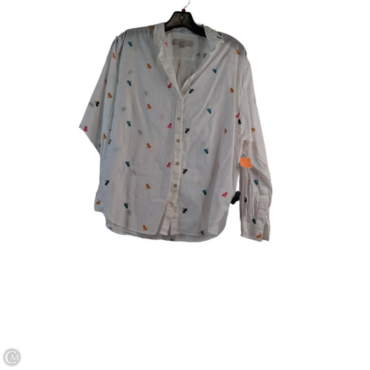 Top Long Sleeve By Loft In White, Size: S